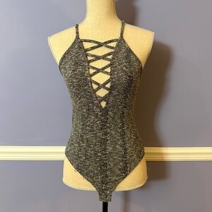 Express Charcoal Strappy Bodysuit